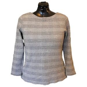 Talbots Bateau Neck Pull Over Top in a Black & White Check Print